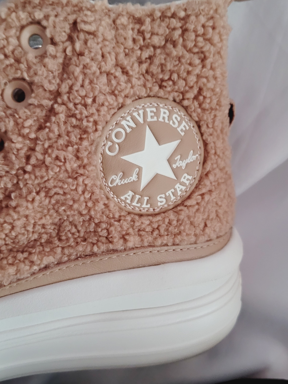 Converse Beige Sherpa Platform High-Top Sneakers Size 7.5M - Picture 7 of 9